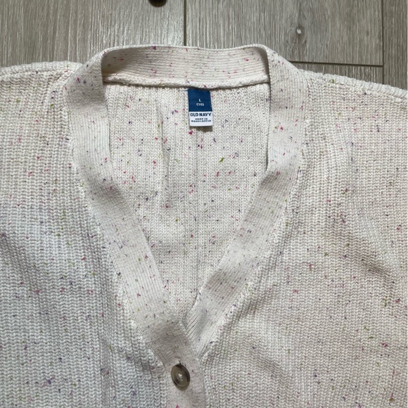 Old Navy Girls' Cream Confetti Knit Warm Stylish Cozy Layering Cardigan L  (10) - Picture 3 of 8